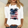 thumbnail image 2 of SELONE Womens 3/4 Sleeve Tops July 4th Crewneck American Apparel Red White Blue Wear Clothes Gifts Activewear S, 2 of 4