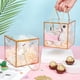 thumbnail image 3 of Juego de 10 cajas de regalo transparentes de 12 x 12 x 12 cm con borde de vara de oro y asa., 3 of 9