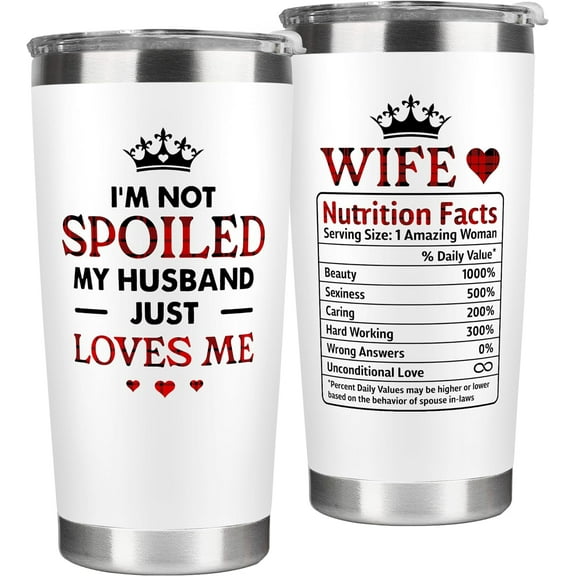 Gifts for Wife from Husband - Wife Gifts - Wedding Anniversary, Wife Birthday Gift Ideas, Mothers Day Gifts for Wife, Valentines Gifts for Her - I Love You Gifts for Her - 20 Oz Wife White Tumbler