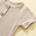 thumbnail image 6 of Rciityk Beige Unisex Newborn Romper Baby Boys Girls Short Sleeve Button Jumpsuit Summer Cotton Outfits Solid Color Clothes for 18-24 Months, 6 of 7