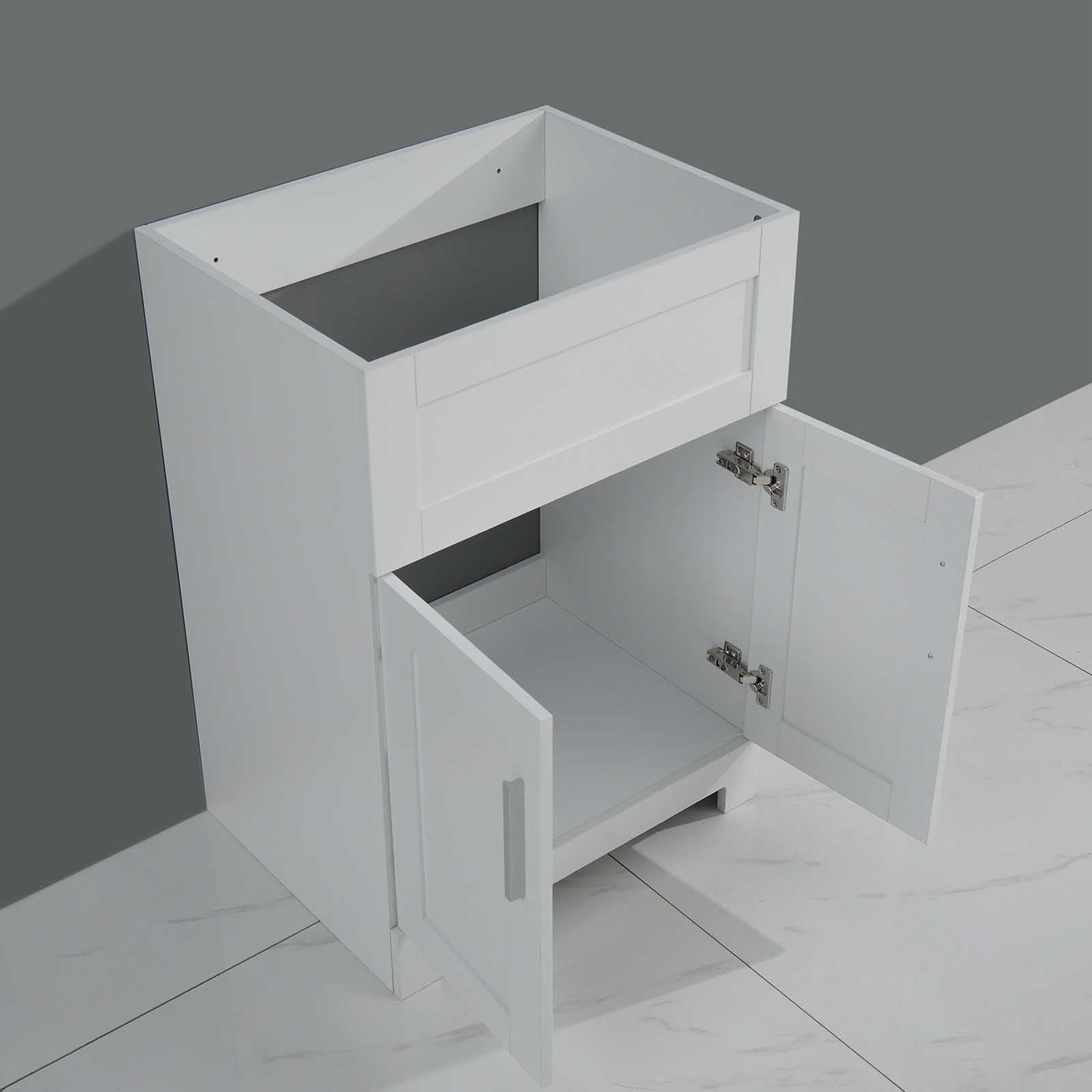 BARONAGE 24" Modern Bathroom Vanity with Sink, Bathroom Sink Cabinet, Sink Stainless Steel Combo, Vanities Cabinet Freestanding with 2 Doors, White