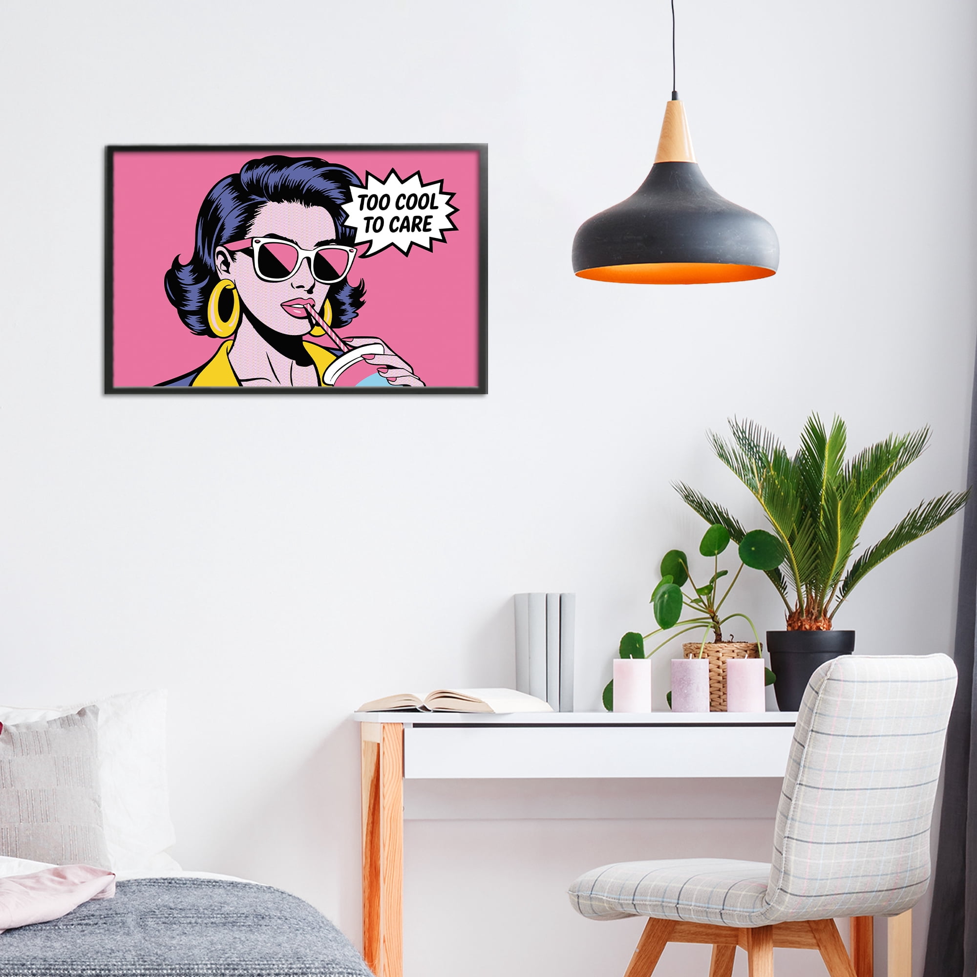 Stupell Industries Too Cool To Care Iconic Black Framed Giclee Art, design by Andreas Magnusson