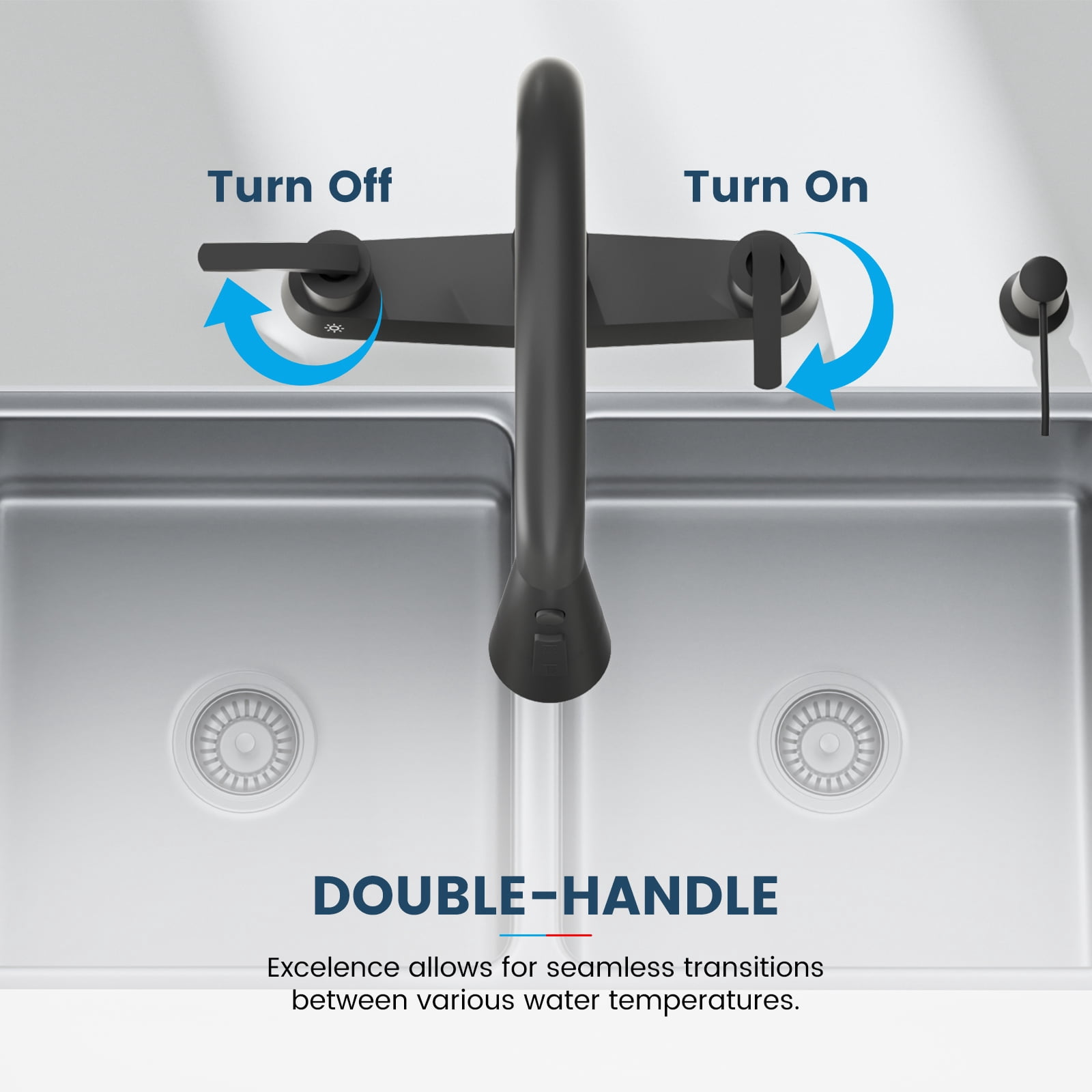 DAYONE Matte Black 2 Handle Kitchen Faucet with Pull Down Sprayer, 4 Holes Sink Faucets for Kitchen/RV with Soap Dispenser Stainless Steel