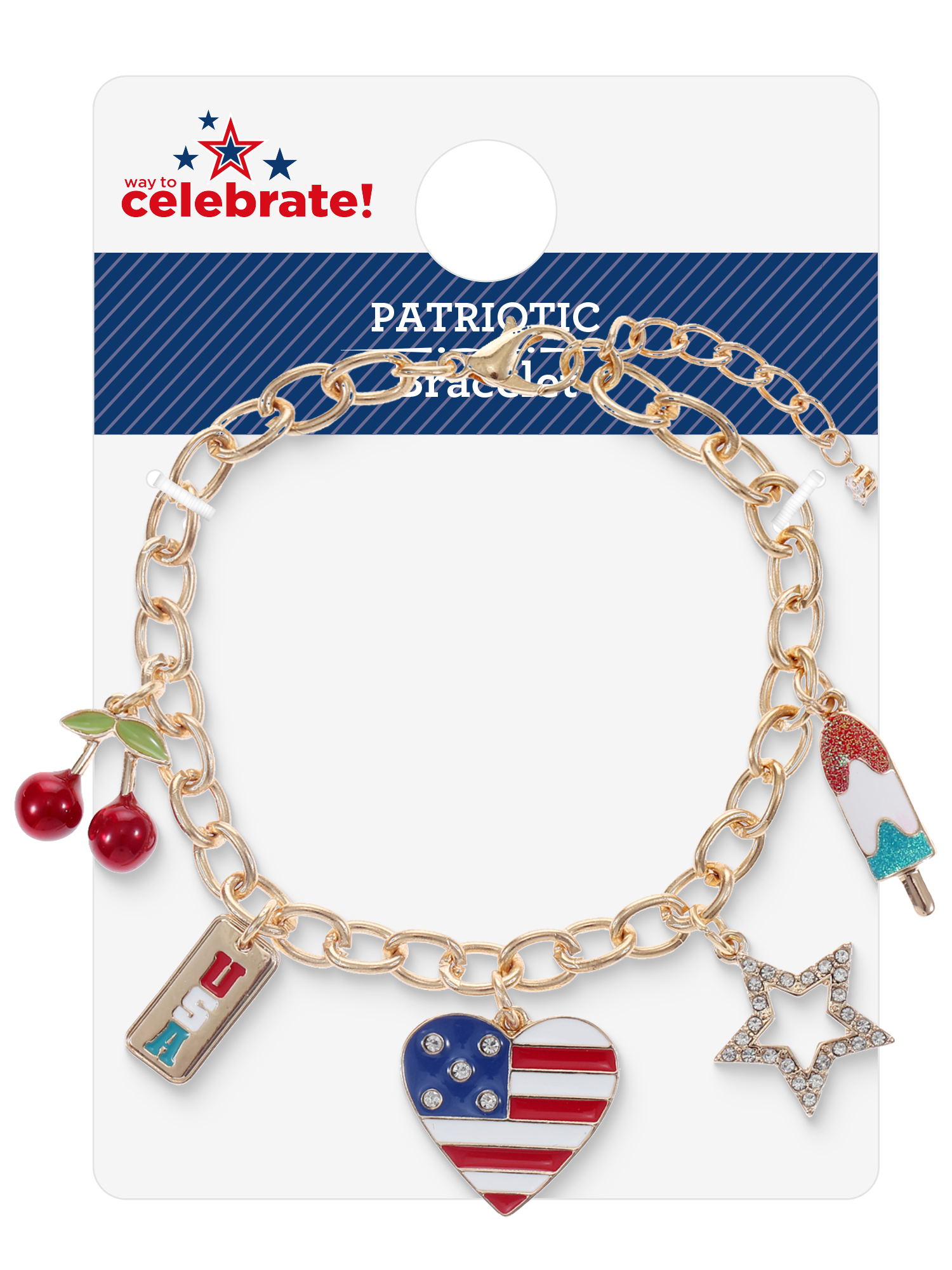 Way to Celebrate Americana Gold Charm Bracelet