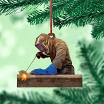 LHWEN Personalized Welder Ornament Flat Two Hanging Printed Plastic Christmas Ornament Car Hanging Festival Decorations Unique Tree Ornament Holiday Gift High Heat Sublimation Winter Themed