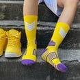 thumbnail image 4 of Professional Men's Basketball Socks Number Sports Socks Knee High Thickened Towel Bottom Cycling Running Fast-drying Breathable Adult Non-Slip Child Adult Socks for (33-38)Kids ( KB 24-Purple White, 4 of 9