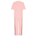 thumbnail image 3 of LLYWEY Womens Summer 2 Piece Outfits, Women’s Plus Size Casual Round Neck Short Sleeve Tops & Wide Leg Pants Two Piece Outfits Sets for Travel Vacation New-2 Pinks XXL, 3 of 4
