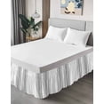thumbnail image 4 of Grey Striped Wrap Around Bed Skirts for King Bed 16" Drop,Bed Skirt with Adjustable Elastic Belt Dust Ruffle Bed Valance for Bedroom Hotel Modern White Striped Abstract Art Aesthetics Bed Frame Cover, 4 of 7