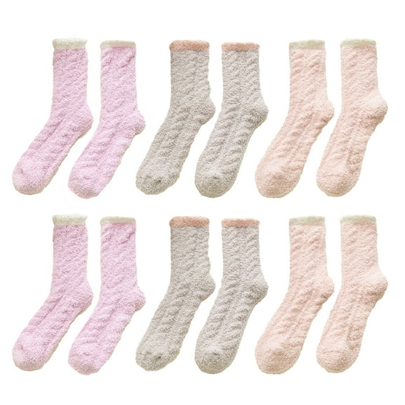 Dinheiro 6 pairsThicker Warm Fuzzy Socks,Plush Warm Winter Socks for Sleep Home,Soft Cozy Socks,multicolor,style:Style 3