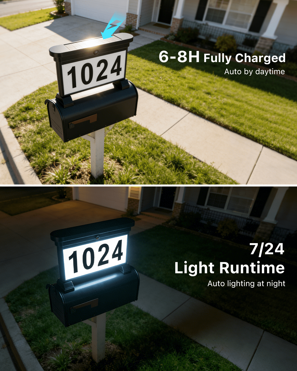 Yinghao Solar House Numbers Outdoor Waterproof Light up House Address Plaque, 3 Colors Dual Sided Stakes Installation Lighted Sign for Home, Mailbox