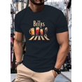 thumbnail image 1 of Men's Casual Beer Graphic T-Shirt - Breathable Polyester, Short Sleeve, Crew Neck, All-Season Wear, Machine Washable, Dark Blue with Fun Beer Mug Design, 1 of 6
