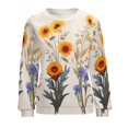 thumbnail image 7 of Watercolor Wildflowers Womens Casual Crewneck Sweatshirt Long Sleeve Tops Cute Pullover Loose Fit, 7 of 7
