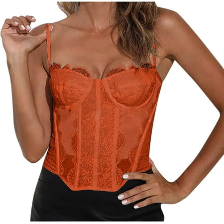 Nmnitkp Corset Top Sexy Slim Lace Bralette for Women V Neck Lingerie Camisoles with Underwired Racerback Adjustable Strap Crop Top & Show Nobility Corset