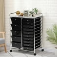 thumbnail image 3 of Costway 15 Drawer Art & Craft Rolling Storage Cart Tools Scrapbook Paper Office School Organizer Black, 3 of 10