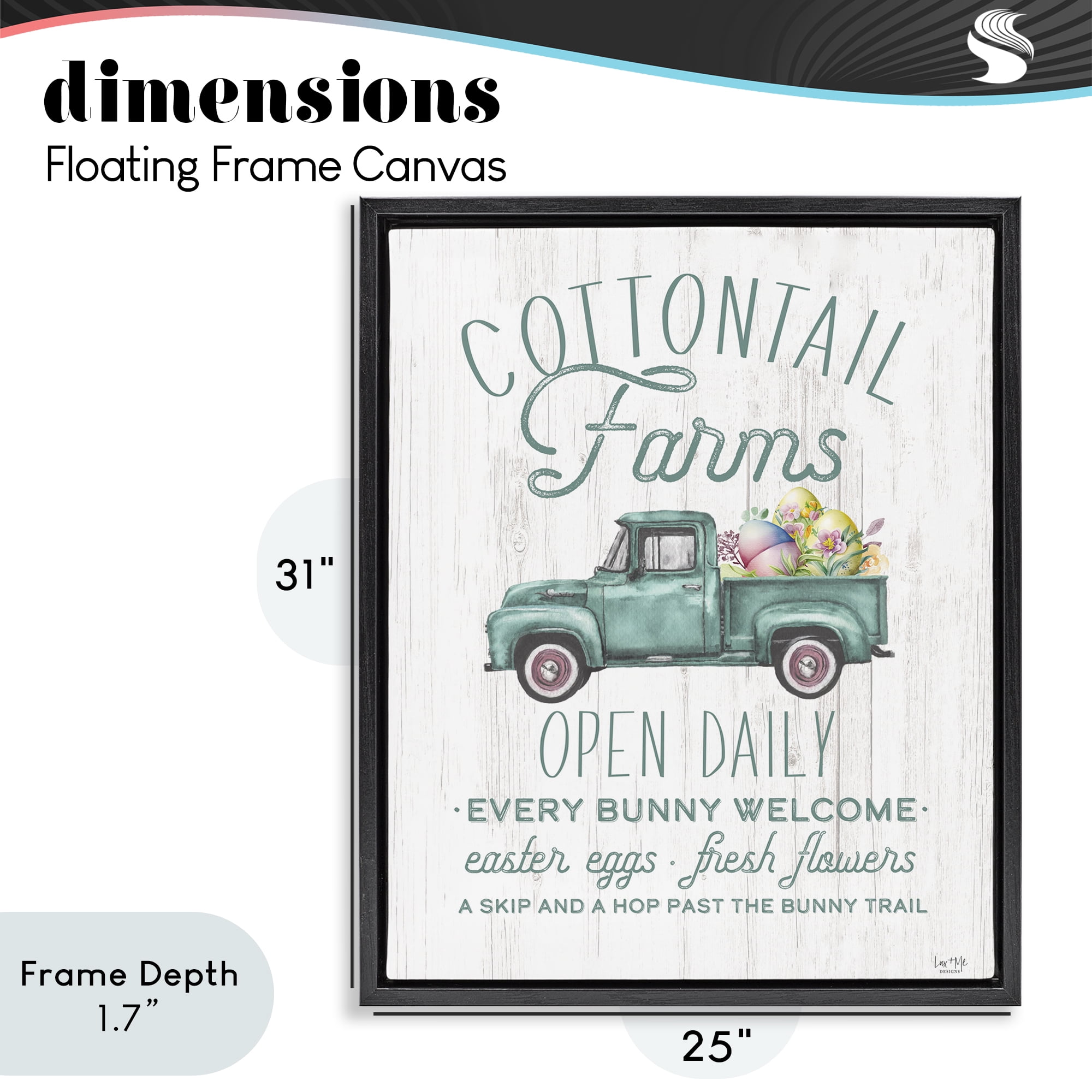 Stupell Industries Antique Cottontail Farms Black Framed Floater Canvas Wall Art, design by Lux + Me Designs