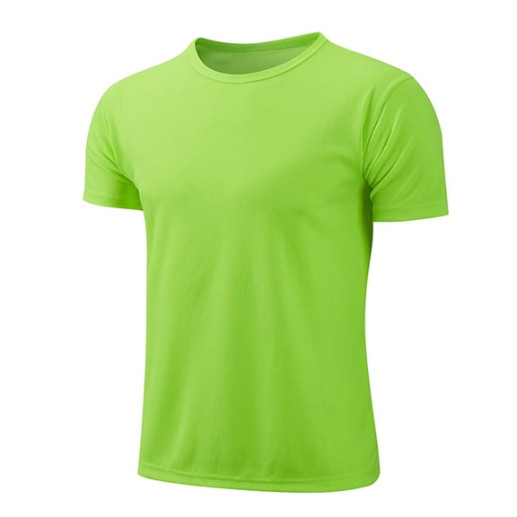 Yartina Kids Boys Short Sleeve Breathable T-shirt Quick-Drying Swimming Shirts Fitness Running Fluorescent Green M