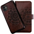 thumbnail image 5 of 2-in-1 Case for iPhone 11 Case Wallet Credit Card Holder ID Slot Detachable Hybrid Protective Slim Hard Shell Magnetic PU Leather Folio Pocket Flip Cover for iPhone 11 6.1 inch Mandala Brown, 5 of 15