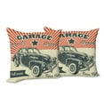 thumbnail image 6 of Ambesonne Vintage Throw Pillow Cover 2 Pack, 60's Retro Car Pop Art, 16", Emerald Orange, 6 of 6