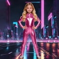 thumbnail image 3 of HXWCHs Elegant Court Style Jumpsuit Glossy Leather Unisex Full Bodysuit for Carnival Party Performance 6-7 Years Pink, 3 of 4