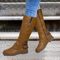 thumbnail image 2 of B91xZ Bottes d'Automne Femmes Confortables Plateforme Bout Rond Bottes Extensibles pour Femmes, Marron 8.5, 2 of 5