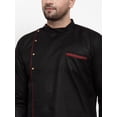 thumbnail image 2 of eloria Men's Traditional Black Angrakha Thread Work Kurta, 2 of 6