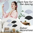 thumbnail image 6 of 80 Pcs Wedding Folding Hand Fans Bulk Silk Fabric Chinese Handheld Foldable Clack Fans with Plastic Ribs for Party, Wedding Gifts, Line Dancing, Home Decorative (Black,White), 6 of 12