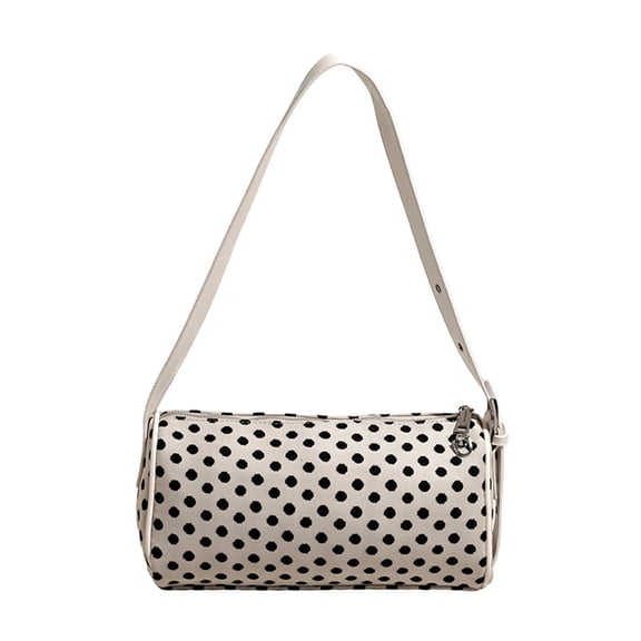 NCY Polka Dot Purse Retro Barrel Bag Underarm Shoulder Bag with Studded Strap Vegan Leather Handbag City Bags