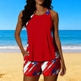 thumbnail image 2 of Brnmxoke American Flag Womens Bathing Suit Two Piece Summer Loose Fit Patriotic Swimsuits Casual Tank Top with Boyshorts Modest Swimwear Beach Outfits Red,XL, 2 of 7