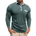 thumbnail image 2 of Men Polo T Shirts Long Sleeve Button Down Tees Shirts Loose Fit Green Mens Outfits, 2 of 6