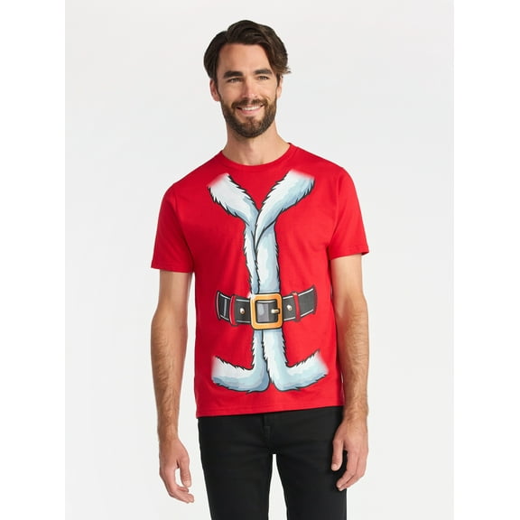 Christmas Men's and Big Men's Santa Graphic Tee from Holiday Time, Sizes XS-3XL