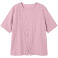 thumbnail image 7 of TGSLY Asymmetrical Button Placket Tops for Women Lightweight Thin Crew Neck Solid Color Blouses Loose Fit Dressy Casual Half Sleeve Shirts M, 7 of 7