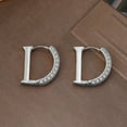 thumbnail image 6 of EWASON D Letter Full Diamond Earrings Women's Sweet Cool Earrings Temperament Earrings,Alloy,Silver, 6 of 8