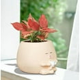 thumbnail image 6 of Smily Face Planter Pot with Coffee Cup Cute Resin Flower Head Planters for Indoor Outdoor Unique Sit Succulent Pots with Drainage Hole Gift IdeaI for Mother Christmas (Khaki), 6 of 14