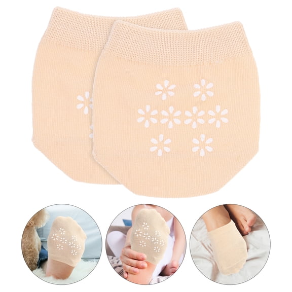 YEAHIBABY Seamless Invisible Half Socks for Women Breathable Cotton Polyurethane Beige