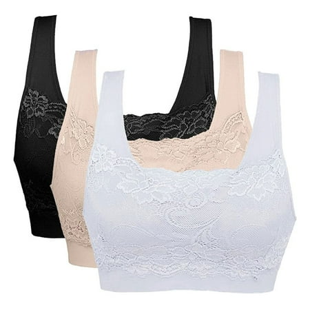 

MIARHB 3PC Women s Stretch Push-Up Yoga Bra Padded No Underwire Sports Bra Set