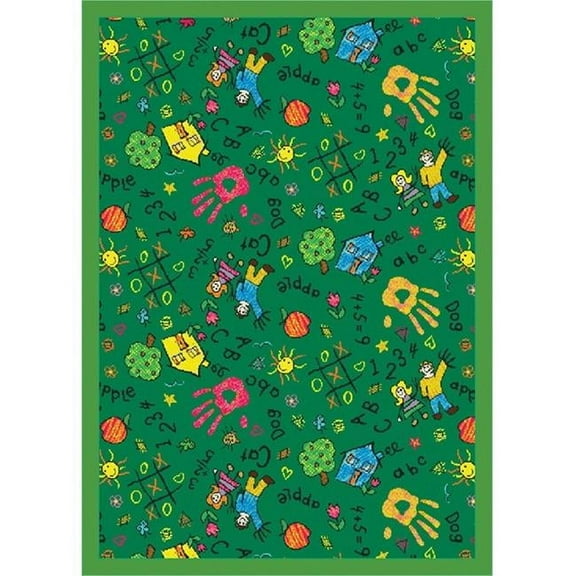Joy Carpets Playful Patterns Children's Scribbles Area Rug, Green, 5'4" x 7'8"