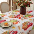 thumbnail image 3 of Autumn Pumpkin Truck Print Tablecloth Rectangle 60 x 84 Inch Waterproof Washable Fabric Table Cloth, Polyester Table Cover for Fall, Harvest, Thanksgiving, Dining, Party, White, 3 of 5