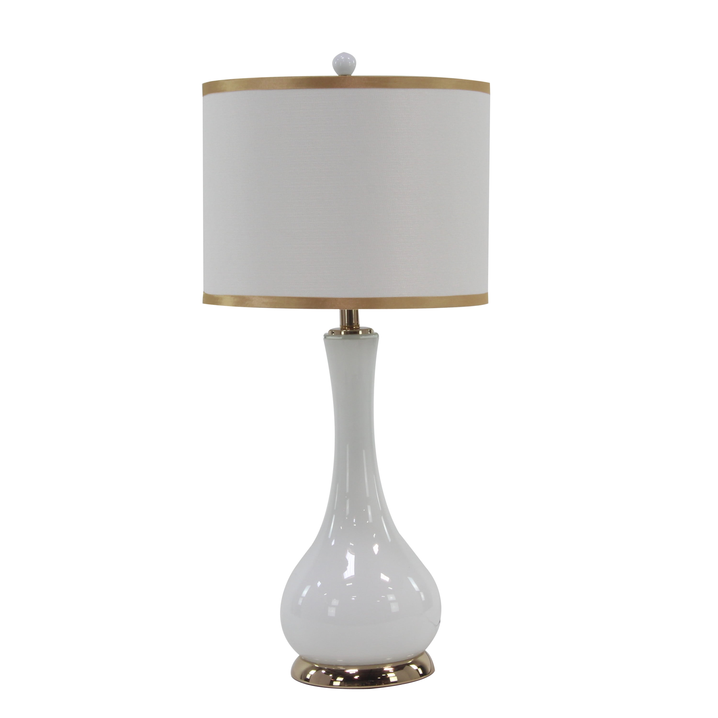 DecMode 29" White Table Lamp with White Linen Shade (2 Count)