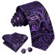 thumbnail image 3 of Set de corbata Barry.Wang morado negro floral de seda 150 cm, 3 of 5