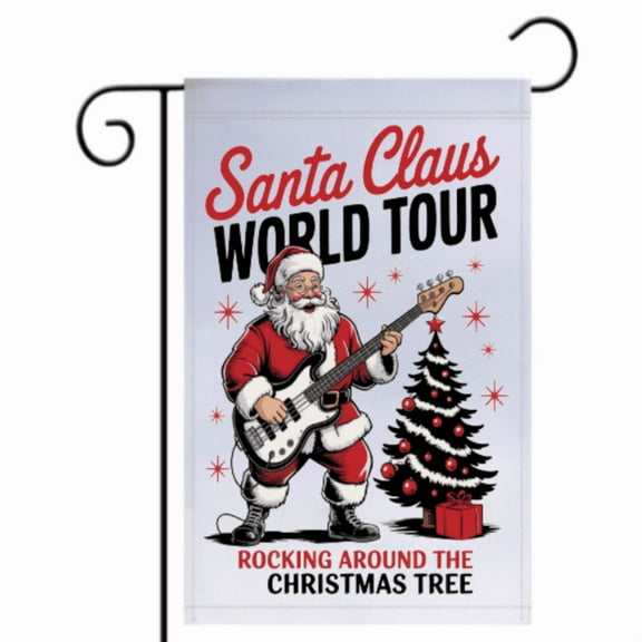 Santa Claus World Tour Garden Flag 12x18 Inch Christmas Outdoor Decor Single-Sided