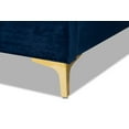 thumbnail image 6 of Baxton Studio Valery Modern and Contemporary Navy Blue Velvet Fabric Upholstered King Size Platform Bed with Gold-Finished Legs, 6 of 9