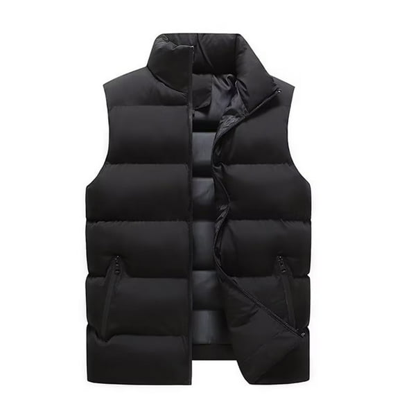 Pisexur Mens Winter Jacket Men Stand Collar Pocket Zipper Jacket Sleeveless Padded Jacket Waistcoat Mens Puffer Vest Winter Coats for Men Plus Size Jackets