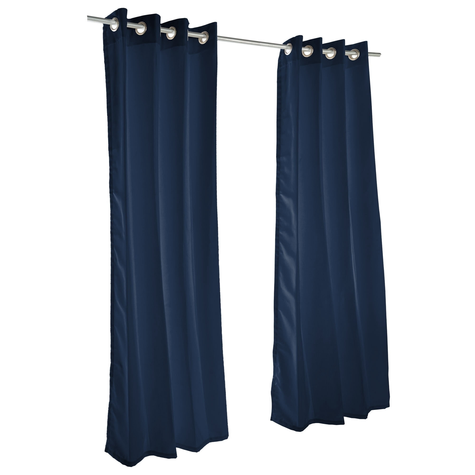 Sunbrella Canvas Navy Outdoor Curtain with Nickel Plated Grommets 50 in. x 96 in.