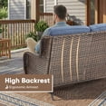thumbnail image 4 of PARKWELL Outdoor Wicker Loveseat Glider with Navy Cushion in Brown Rattan Finish, 4 of 11