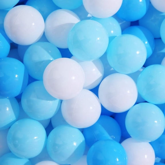 PlayMaty Colorful Pit Balls 100 Pcs Phthalate Free BPA Free Plastic Balls Crush Proof Stress Balls for Kids Playhouse Ball Pool Pit Accessories 2.1 Inches(Blue White)