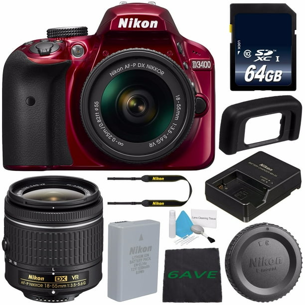 Nikon D3400 DSLR Camera with AFP 1855mm VR Lens (Red) 1572