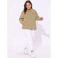 thumbnail image 3 of DARING DIVA Women's Plus Size Long Sleeve Button Front Washed Denim Jacket 1X Khaki, 3 of 6