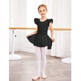 thumbnail image 4 of Arshiner Girls Shiny Ruffle Sleeve Ballet Leotard with Skirt Criss-Cross Back Dance Dresses,8-9Y,Black, 4 of 8