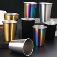 thumbnail image 1 of Vaso de cerveza de metal de acero inoxidable 304, estilo industrial, tamaño grande, estilo doméstico, con tapa, marca de estilo, vaso de agua, 1 of 5