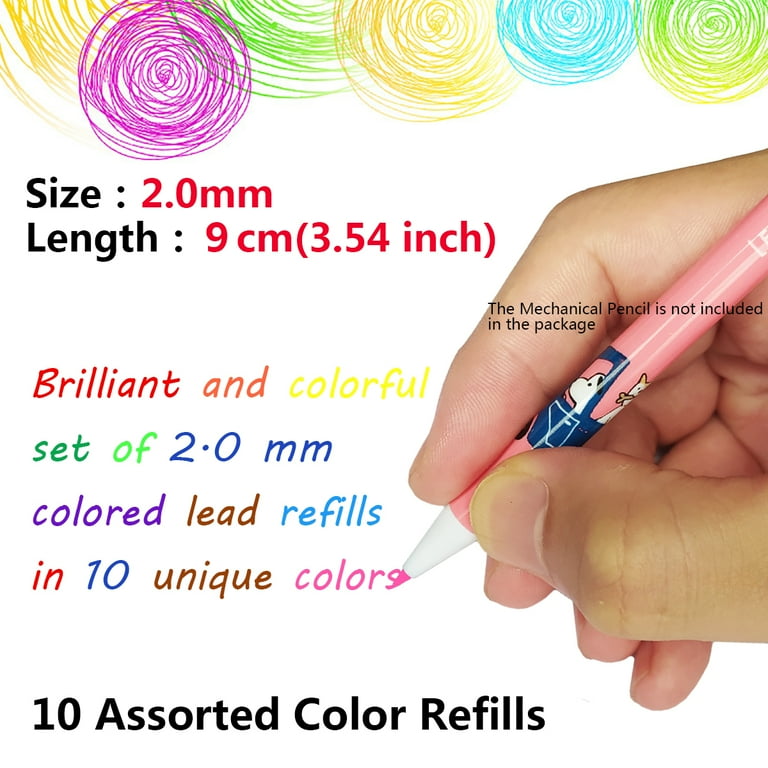 mivont 200pcs Colored Lead Pencils 2.0 mm Mechanical Pencil Lead 10 Unique  colored pencils lead Art Supplies for Drawing Sketching Adult Coloring